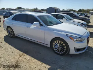 2018 Genesis G90 5.0L Ultimate with VIN KMHG54JH3JU039019, listed as a Copart auction lot 76333504 with 56,296 mi miles and Salvage Title. Bid and sale history available at carsss.com. Image 4.