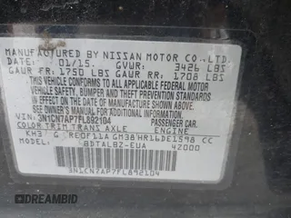2015 Nissan Versa SV with VIN 3N1CN7AP7FL892104, listed as a IAAI auction lot 42539762 with 96,643 mi miles and . Bid and sale history available at DreamBid. Image 9.