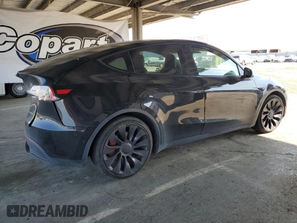 2022 Tesla Model Y Performance with VIN 7SAYGDEF5NF339965, listed as a Copart auction lot 62187545 with 93,156 mi miles and Salvage title. Bid and sale history available at DreamBid. Image 3.