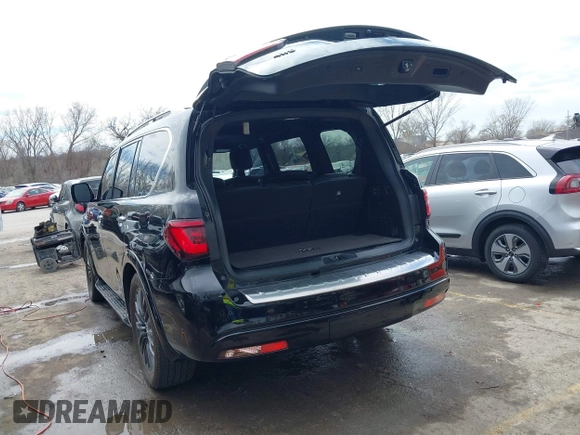 2020 Infiniti QX80 LUXE with VIN JN8AZ2NE8L9251265, listed as a IAAI auction lot 41892787 with 92,297 mi miles. Bid and sale history available at carsss.com. Image 3.
