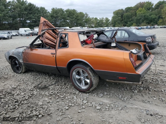 1985 Chevrolet Monte Carlo Sport SS with VIN 1G1GZ37G6FR114333, listed as a Copart auction lot 72896644 with 0 mi miles and Salvage Title. Bid and sale history available at carsss.com. Image 2.