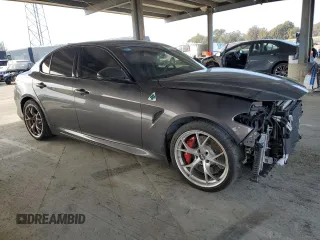 2021 Alfa Romeo Giulia Quadrifoglio with VIN ZARFAMEV5M7646074, listed as a Copart auction lot 46932545 with 21,797 mi miles and Salvage title. Bid and sale history available at DreamBid. Image 4.
