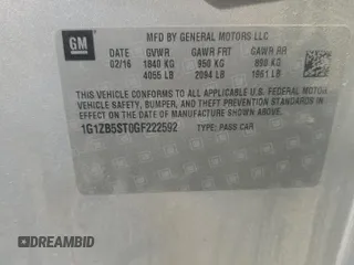 2016 Chevrolet Malibu LS с VIN 1G1ZB5ST0GF222592, выставлен на аукционе Copart как лот 58391495 с пробегом 133 296 миль миль и Списание • Salvage title. История ставок и продаж доступна на DreamBid. Изображение 12.