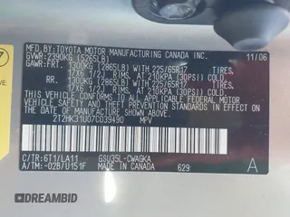 2007 Lexus RX 350 with VIN 2T2HK31U07C039490, listed as a IAAI auction lot 41667377 with 175,037 mi miles. Bid and sale history available at carsss.com. Image 9.