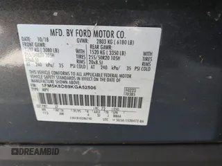 2019 Ford Explorer XLT с VIN 1FM5K8D89KGA52506, выставлен на аукционе IAAI как лот 42509598 с пробегом 143 292 миль миль и . История ставок и продаж доступна на DreamBid. Изображение 9.
