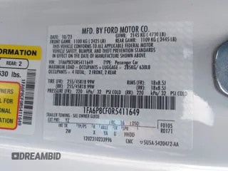 2024 Ford Mustang GT with VIN 1FA6P8CF0R5411649, listed as a IAAI auction lot 42205236 with 22,362 mi miles and . Bid and sale history available at DreamBid. Image 9.