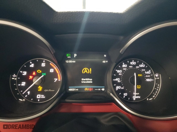 2019 Alfa Romeo Stelvio Ti Sport with VIN ZASPAKBN1K7C38232, listed as a Copart auction lot 45862365 with 48,031 mi miles and Salvage Title. Bid and sale history available at carsss.com. Image 9.