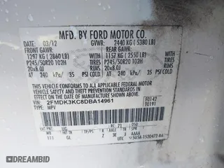 2013 Ford Edge Limited with VIN 2FMDK3KC8DBA14961, listed as a IAAI auction lot 41972921 with 171,828 mi miles. Bid and sale history available at carsss.com. Image 9.