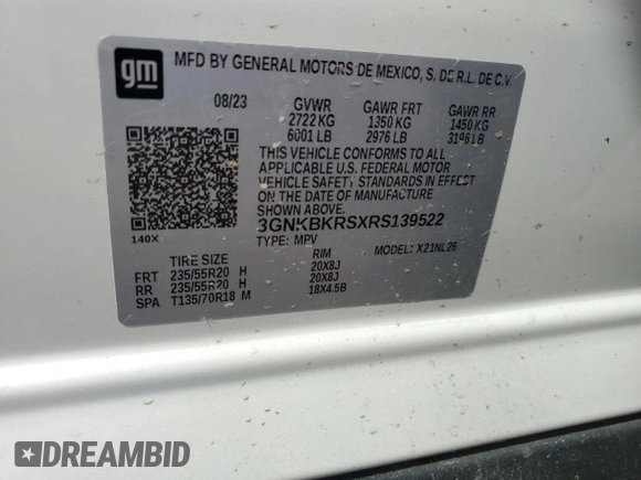 2024 Chevrolet Blazer RS z VIN 3GNKBKRSXRS139522, wystawiony jako Copart lot #56057595 z przebiegiem 29 475 mil mil oraz Szkoda całkowita • Salvage title. Historia ofert i sprzedaży dostępna na DreamBid. Obrazek 13.
