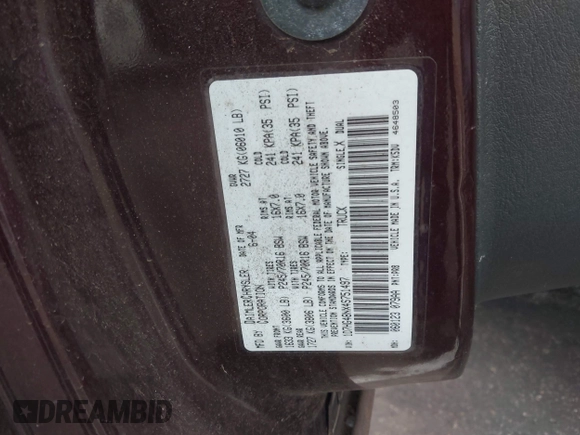 2004 Dodge Dakota SLT with VIN 1D7HG48NX4S751497, listed as a IAAI auction lot 41737935 with 106,064 mi miles. Bid and sale history available at carsss.com. Image 9.