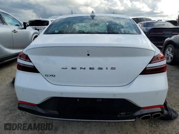 2023 Genesis G70 2.0T with VIN KMTG34TA0PU120130, listed as a Copart auction lot 74635014 with 20,374 mi miles and Non Repairable. Bid and sale history available at DreamBid. Image 6.