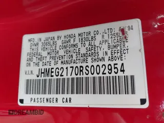 1994 Honda Civic z VIN JHMEG2170RS002954, wystawiony jako IAAI lot #42255875 z przebiegiem 193 858 mil mil oraz . Historia ofert i sprzedaży dostępna na DreamBid. Obrazek 9.