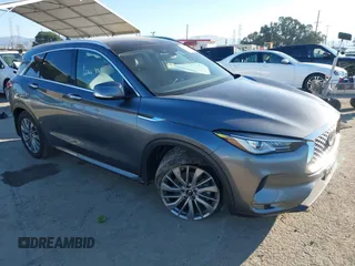 2024 Infiniti QX50 Luxe with VIN 3PCAJ5BAXRF104014, listed as a IAAI auction lot 41647475 with 7,771 mi miles and . Bid and sale history available at DreamBid. Image 1.