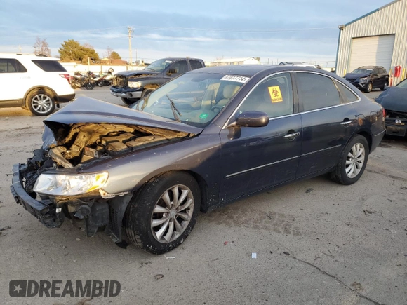 2007 Hyundai Azera SE with VIN KMHFC46F47A172648, listed as a Copart auction lot 87017714 with Not Provided miles and Salvage Title. Bid and sale history available at DreamBid. Image 1.