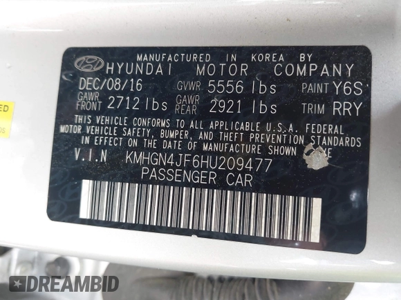 2017 Genesis G80 Ultimate z VIN KMHGN4JF6HU209477, wystawiony jako IAAI lot #42056310 z przebiegiem 134 288 mil mil oraz . Historia ofert i sprzedaży dostępna na DreamBid. Obrazek 9.