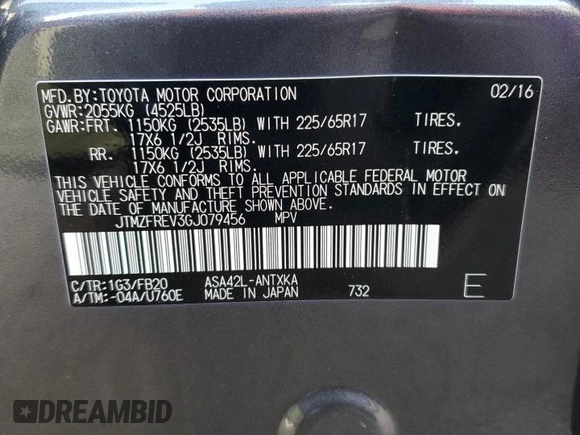 2016 Toyota RAV4 LE with VIN JTMZFREV3GJ079456, listed as a Copart auction lot 79029684 with 138,844 mi miles and Salvage Title. Bid and sale history available at carsss.com. Image 13.