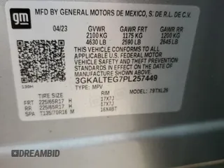 2023 GMC Terrain SLE with VIN 3GKALTEG7PL257449, listed as a Copart auction lot 79644804 with 24,574 mi miles and Salvage Title. Bid and sale history available at DreamBid. Image 13.