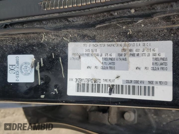 2015 Mazda 3 i Touring with VIN 3MZBM1V78FM213970, listed as a Copart auction lot 60819535 with 158,981 mi miles and Salvage title. Bid and sale history available at DreamBid. Image 12.