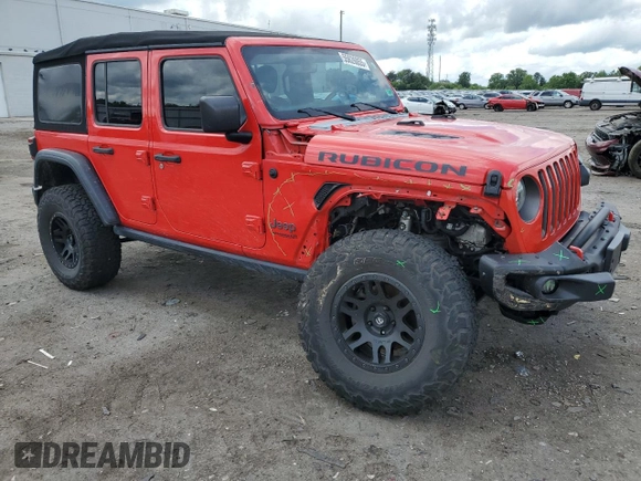 2018 Jeep Wrangler Unlimited Rubicon z VIN 1C4HJXFN3JW279812, wystawiony jako Copart lot #55626055 z przebiegiem 53 115 mil mil oraz Szkoda całkowita • Salvage title. Historia ofert i sprzedaży dostępna na DreamBid. Obrazek 4.