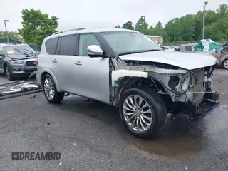 2016 Infiniti QX80 z VIN JN8AZ2NC0G9403107, wystawiony jako IAAI lot #42232384 z przebiegiem 98 763 mil mil oraz . Historia ofert i sprzedaży dostępna na DreamBid. Obrazek 1.