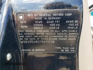 2000 Cadillac Catera z VIN W06VR54R0YR011736, wystawiony jako Copart lot #54927395 z przebiegiem 45 892 mil mil oraz Szkoda całkowita • Salvage title. Historia ofert i sprzedaży dostępna na DreamBid. Obrazek 12.