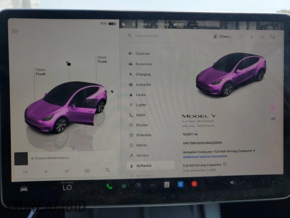 2024 Tesla Model Y Long Range with VIN 7SAYGDEE4RA228916, listed as a Copart auction lot 54921575 with 13,607 mi miles and Salvage title. Bid and sale history available at DreamBid. Image 9.