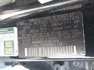 2015 Kia Optima LX z VIN KNAGM4A71F5629636, wystawiony jako IAAI lot #41677983 z przebiegiem 150 600 mil mil oraz . Historia ofert i sprzedaży dostępna na DreamBid. Obrazek 9.