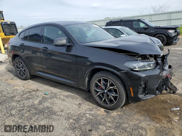 2024 BMW X4 M40i with VIN 5UX43DT05R9U46776, listed as a Copart auction lot 55015005 with 38,692 mi miles and Salvage title. Bid and sale history available at DreamBid. Image 4.