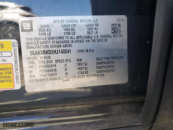 2017 Buick Enclave Leather with VIN 5GAKVBKD3HJ140041, listed as a Copart auction lot 44299285 with 94,316 mi miles and Salvage Title. Bid and sale history available at carsss.com. Image 12.