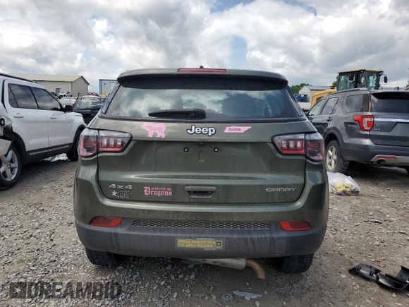 2021 Jeep Compass Sport with VIN 3C4NJDAB7MT598591, listed as a Copart auction lot 56057145 with 77,215 mi miles and Salvage title. Bid and sale history available at DreamBid. Image 6.