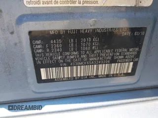 2010 Subaru Legacy Limited Moon with VIN 4S3BMCK65A3243206, listed as a IAAI auction lot 42661674 with Not provided miles and . Bid and sale history available at DreamBid. Image 9.