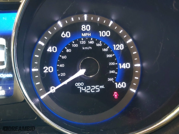 2014 Hyundai Sonata Hybrid with VIN KMHEC4A42EA117405, listed as a IAAI auction lot 41157185 with 74,225 mi miles. Bid and sale history available at carsss.com. Image 14.