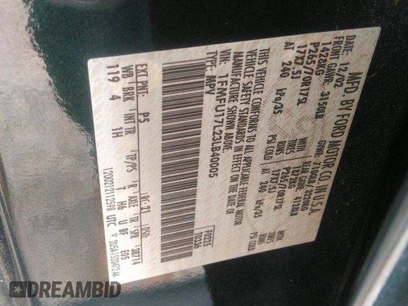 2003 Ford Expedition Eddie Bauer с VIN 1FMFU17L23LB40005, выставлен на аукционе IAAI как лот 42856691 с пробегом 390 833 миль миль и . История ставок и продаж доступна на DreamBid. Изображение 9.