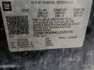 2018 Chevrolet Traverse High Country z VIN 1GNEVKKW6JJ220735, wystawiony jako Copart lot #56122855 z przebiegiem 107 211 mil mil oraz Szkoda całkowita • Salvage title. Historia ofert i sprzedaży dostępna na DreamBid. Obrazek 13.