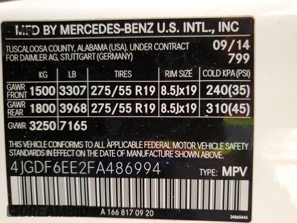 2015 Mercedes-Benz GL-Class GL 450 with VIN 4JGDF6EE2FA486994, listed as a Copart auction lot 54375245 with 125,635 mi miles and Clean Title. Bid and sale history available at carsss.com. Image 13.
