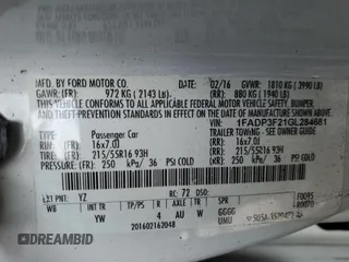 2016 Ford Focus SE with VIN 1FADP3F21GL284681, listed as a Copart auction lot 51140975 with 141,704 mi miles and Salvage Title. Bid and sale history available at DreamBid. Image 12.