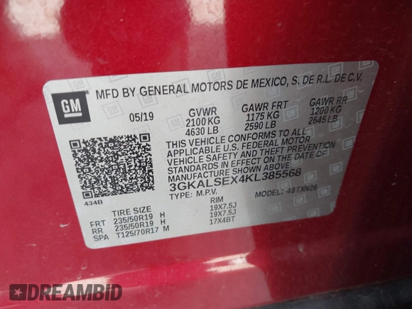 2019 GMC Terrain Denali with VIN 3GKALSEX4KL385568, listed as a IAAI auction lot 41560922 with 66,493 mi miles. Bid and sale history available at carsss.com. Image 9.