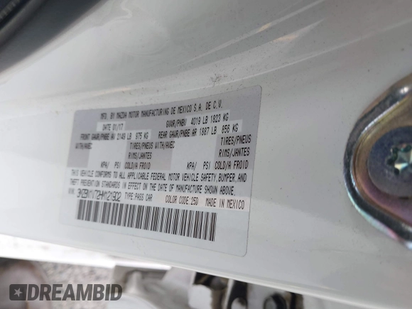 2017 Mazda 3 Touring with VIN 3MZBN1V72HM121902, listed as a IAAI auction lot 39193644 with 40,113 mi miles and . Bid and sale history available at DreamBid. Image 9.