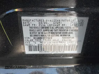 2024 Nissan Sentra S with VIN 3N1AB8BV1RY319418, listed as a IAAI auction lot 41869469 with 22,090 mi miles. Bid and sale history available at carsss.com. Image 9.