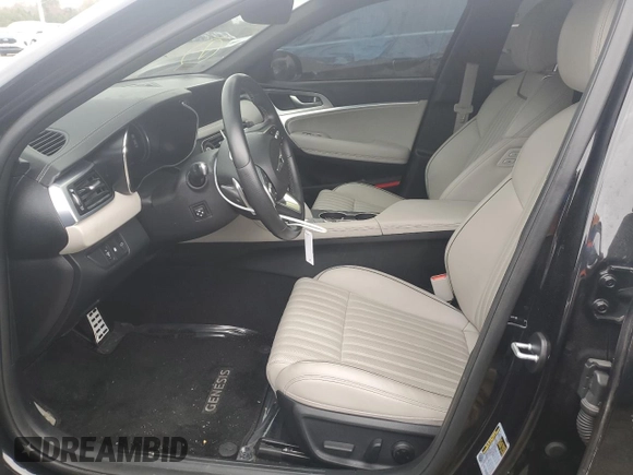 2023 Genesis G70 2.0T with VIN KMTG34TA5PU115666, listed as a Copart auction lot 78907334 with 19,747 mi miles and Salvage Title. Bid and sale history available at DreamBid. Image 7.
