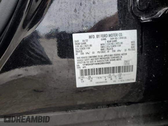 2022 Ford Explorer Limited z VIN 1FMSK8FH6NGB03965, wystawiony jako Copart lot #53475445 z przebiegiem 45 646 mil mil oraz Szkoda całkowita • Salvage title. Historia ofert i sprzedaży dostępna na DreamBid. Obrazek 13.