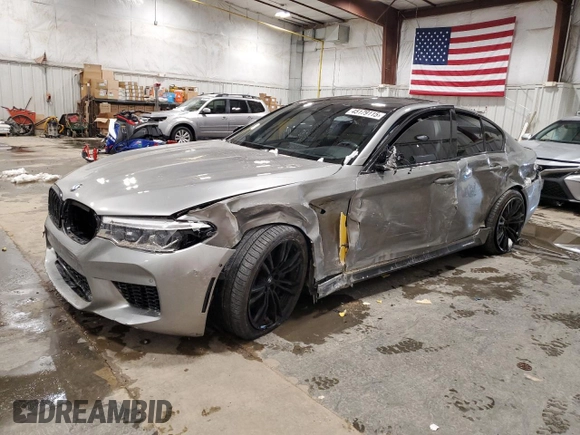 2019 BMW M5 with VIN WBSJF0C50KB447597, listed as a Copart auction lot 45179115 with 40,600 mi miles and Salvage Title. Bid and sale history available at carsss.com. Image 1.