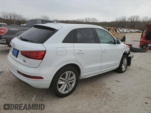 2017 Audi Q3 Premium Plus with VIN WA1JCCFSXHR008243, listed as a Copart auction lot 50393045 with 52,406 mi miles and Salvage title. Bid and sale history available at DreamBid. Image 3.