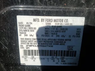 2024 Ford Edge SEL with VIN 2FMPK4J97RBA77436, listed as a Copart auction lot 50503065 with 348,108 mi miles and Non Repairable. Bid and sale history available at carsss.com. Image 13.