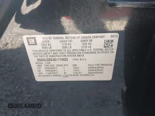 2016 Chevrolet Equinox LT with VIN 2GNALCEK3G1174920, listed as a IAAI auction lot 41971272 with 91,775 mi miles. Bid and sale history available at carsss.com. Image 9.