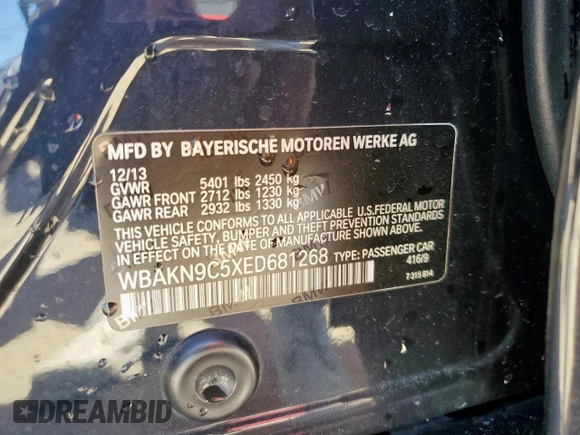 2014 BMW 5 Series 550i z VIN WBAKN9C5XED681268, wystawiony jako Copart lot #55318865 z przebiegiem 89 148 mil mil oraz Szkoda całkowita • Salvage title. Historia ofert i sprzedaży dostępna na DreamBid. Obrazek 12.