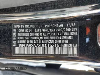2013 Porsche Panamera with VIN WP0AA2A73DL015315, listed as a Copart auction lot 55418754 with 78,706 mi miles and Salvage Title. Bid and sale history available at carsss.com. Image 12.