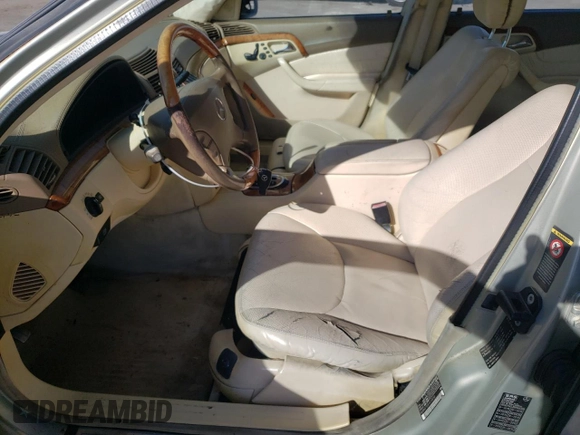 2001 Mercedes-Benz S-Class with VIN WDBNG75J81A140058, listed as a Copart auction lot 46581345 with 0 mi miles and Salvage Title. Bid and sale history available at carsss.com. Image 7.