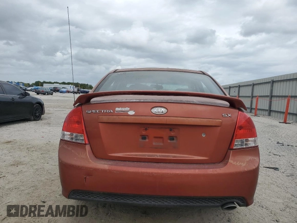2008 Kia Spectra SX with VIN KNAFE121885021116, listed as a Copart auction lot 51137775 with 228,853 mi miles and Salvage Title. Bid and sale history available at carsss.com. Image 6.