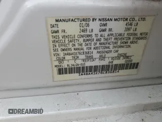 2006 Nissan Maxima 3.5 SL with VIN 1N4BA41E76C836814, listed as a Copart auction lot 73954234 with 188,077 mi miles and Salvage Title. Bid and sale history available at carsss.com. Image 14.